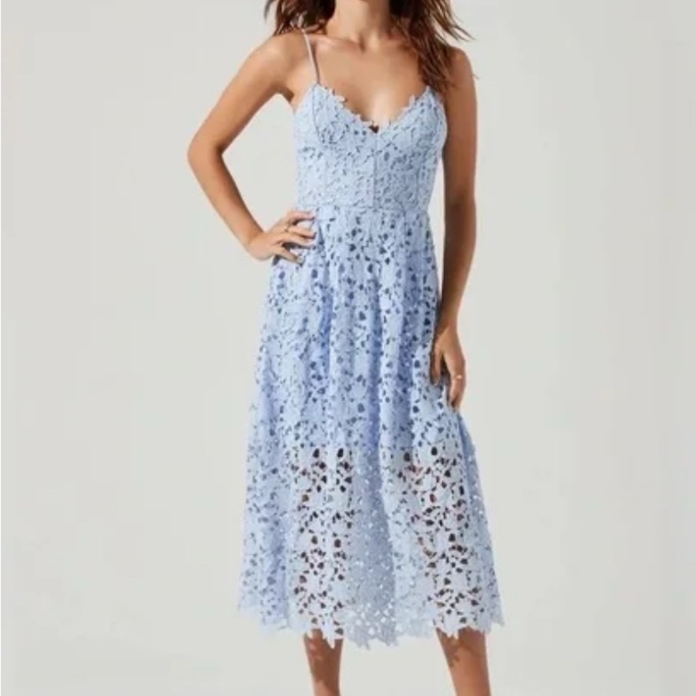 Astr the Label lace midi dress periwinkle